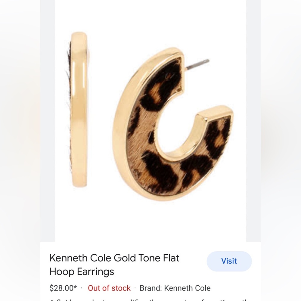 New in package open C animal print with gold accent earrings
